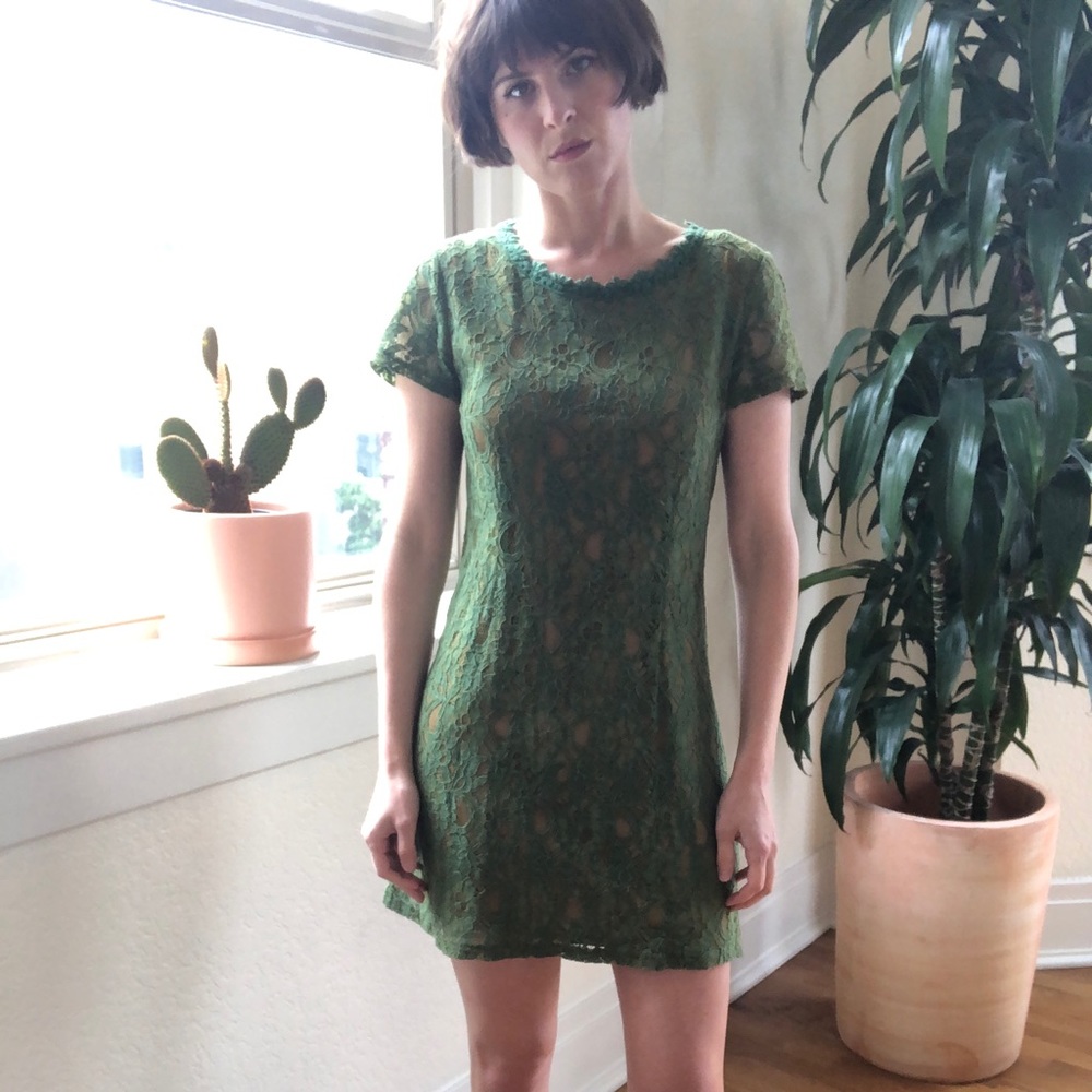 Green Lace Mini Dress